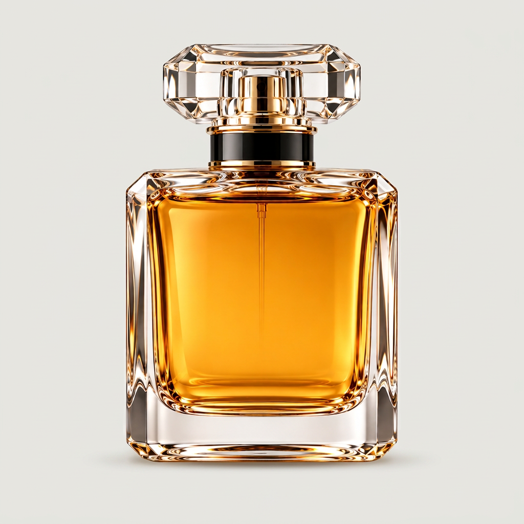 Amber crystal perfume bottle front view