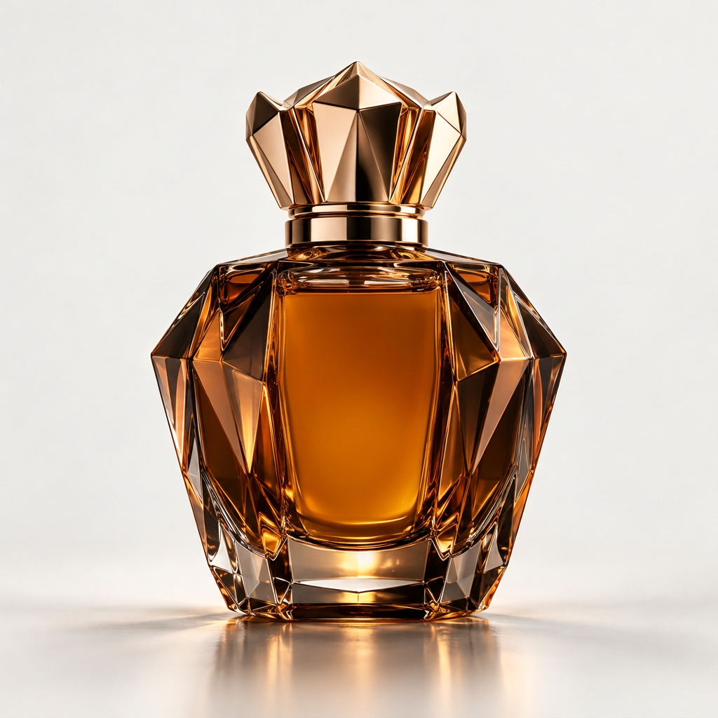 Back view - luxury amber crystal perfume bottle