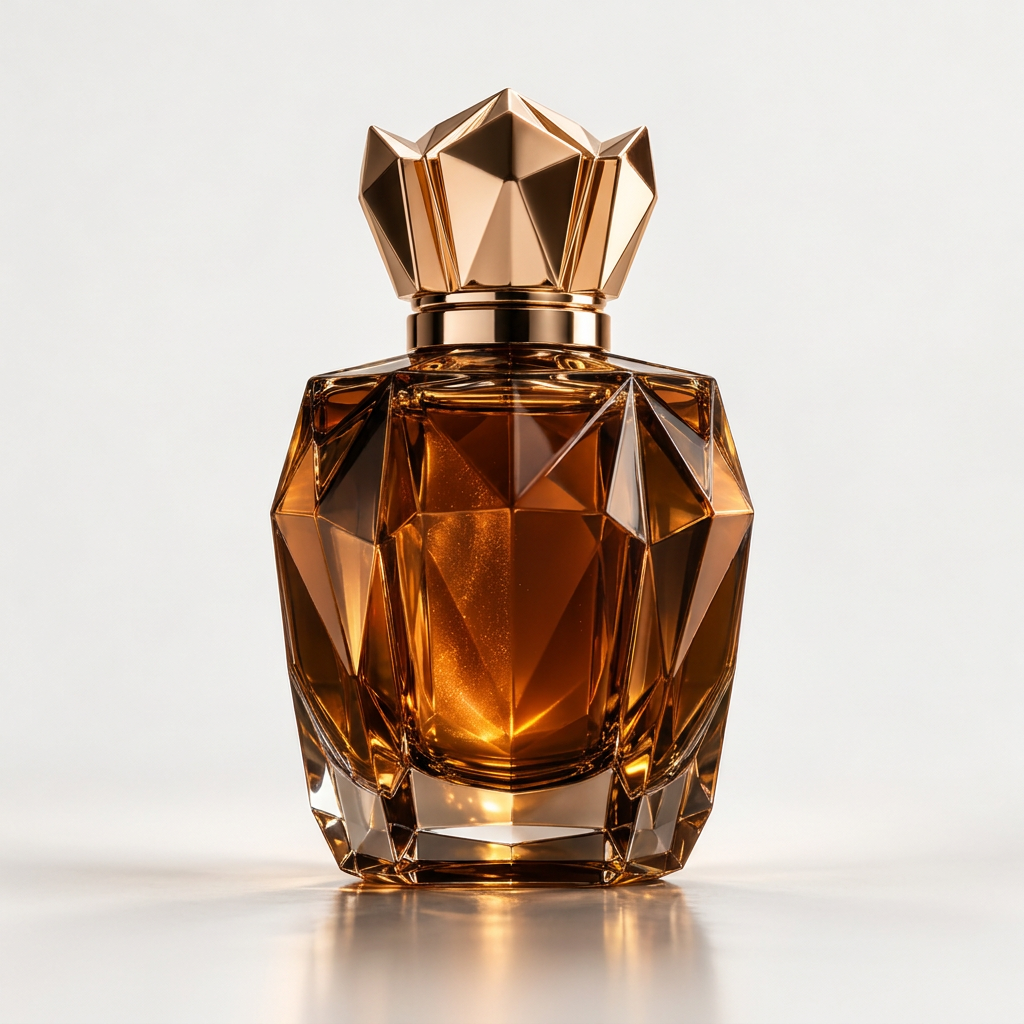 Left side view - luxury amber crystal perfume bottle