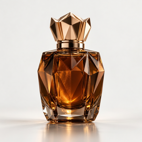 Left side view - luxury amber crystal perfume bottle