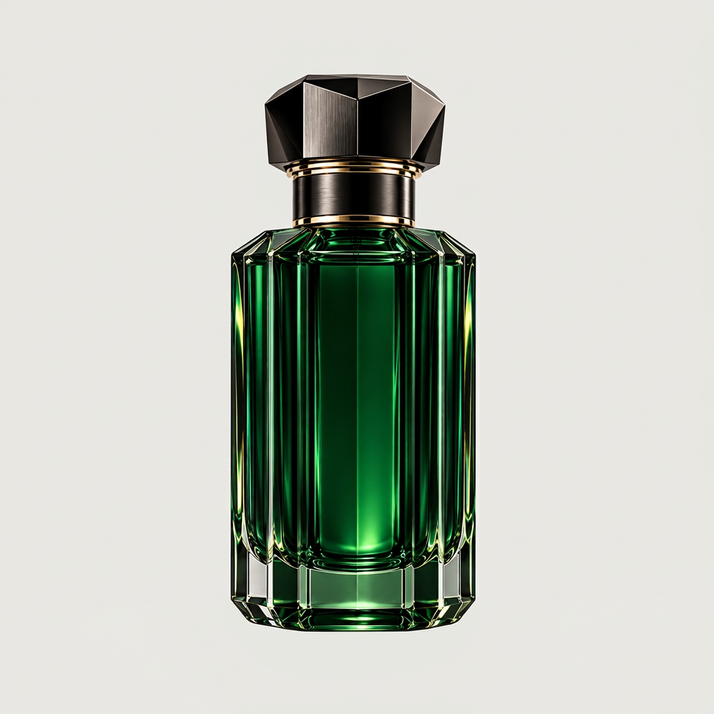 Emerald perfume bottle left side view