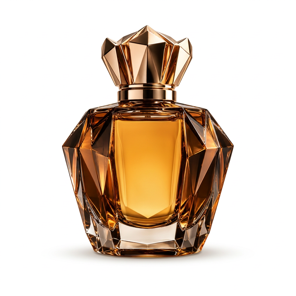 Front view - luxury amber crystal perfume bottle